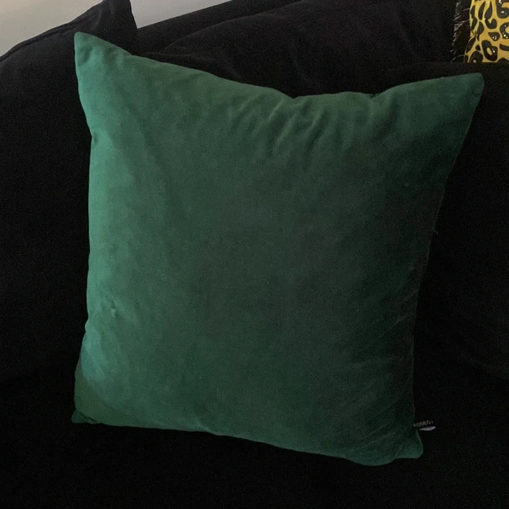 Emerald green velvet down pillow removable cover